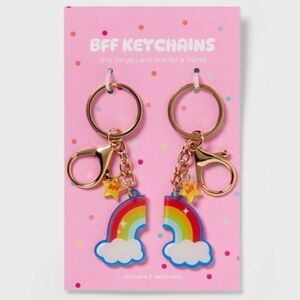 Target BFF Rainbow Cloud Keychain Set of 2 Gold Tone NWT NIB